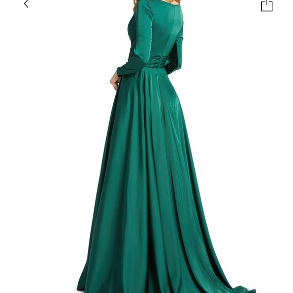 Macy's Dresses | V-Neck, Long Sleeve, Emerald Green, Slit, Long Formal Dress. Size 8 from Macys. | Color: Green | Size: 8 | Pm-21715819's Closet